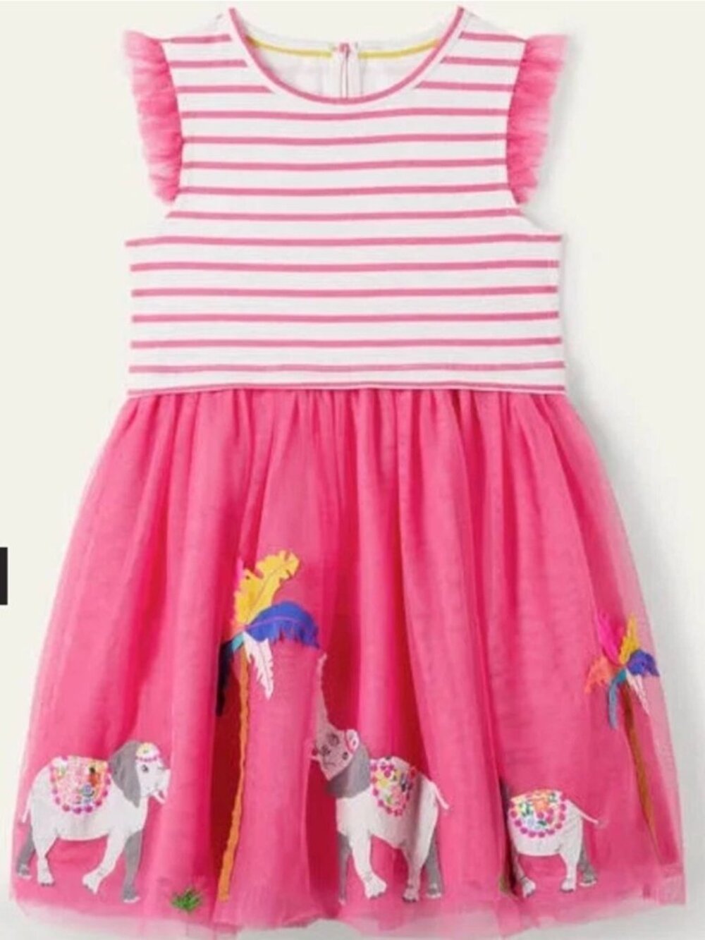 NWT Mini Boden Elephant Tulle Layered Dress Size 8-9 Years
